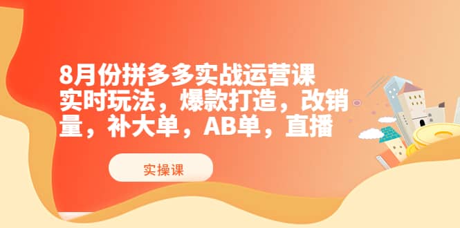 8月份拼多多实战运营课，实时玩法，爆款打造，改销量，补大单，AB单，直播云创网-网创项目资源站-副业项目-创业项目-搞钱项目云创网