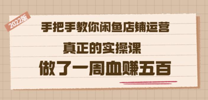 2022版《手把手教你闲鱼店铺运营》真正的实操课做了一周血赚五百(16节课)云创网-网创项目资源站-副业项目-创业项目-搞钱项目云创网