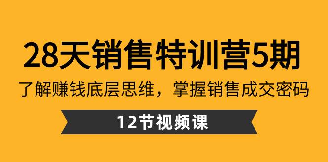 28天·销售特训营5期：了解赚钱底层思维，掌握销售成交密码（12节课）云创网-网创项目资源站-副业项目-创业项目-搞钱项目云创网
