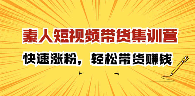 素人短视频带货集训营：快速涨粉，轻松带货赚钱云创网-网创项目资源站-副业项目-创业项目-搞钱项目云创网