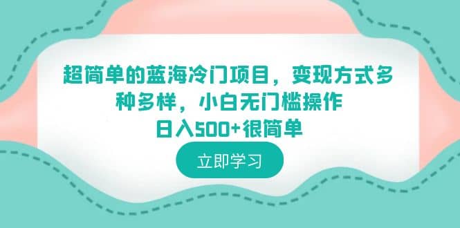 超简单的蓝海冷门项目，变现方式多种多样，小白无门槛操作日入500+很简单云创网-网创项目资源站-副业项目-创业项目-搞钱项目云创网