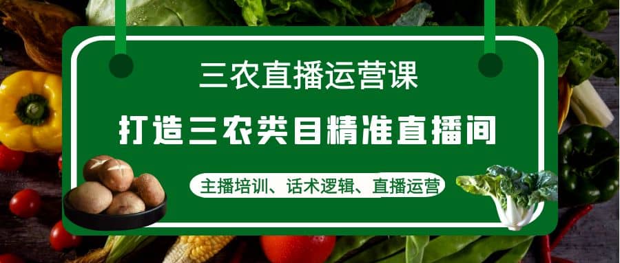 三农直播运营课：打造三农类目精准直播间，主播培训、话术逻辑、直播运营云创网-网创项目资源站-副业项目-创业项目-搞钱项目云创网