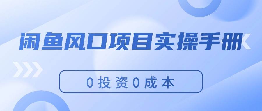 闲鱼风口项目实操手册，0投资0成本，让你做到，月入过万，新手可做云创网-网创项目资源站-副业项目-创业项目-搞钱项目云创网