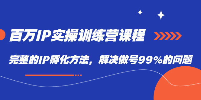 百万IP实战训练营课程，完整的IP孵化方法，解决做号99%的问题云创网-网创项目资源站-副业项目-创业项目-搞钱项目云创网