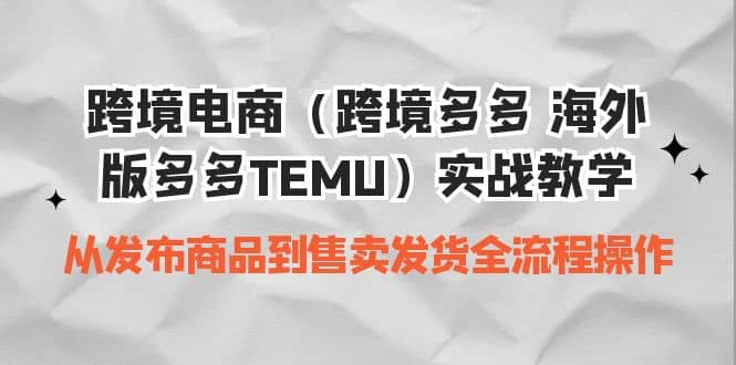 跨境电商（跨境多多 海外版多多TEMU）实操教学 从发布商品到售卖发货全流程云创网-网创项目资源站-副业项目-创业项目-搞钱项目云创网