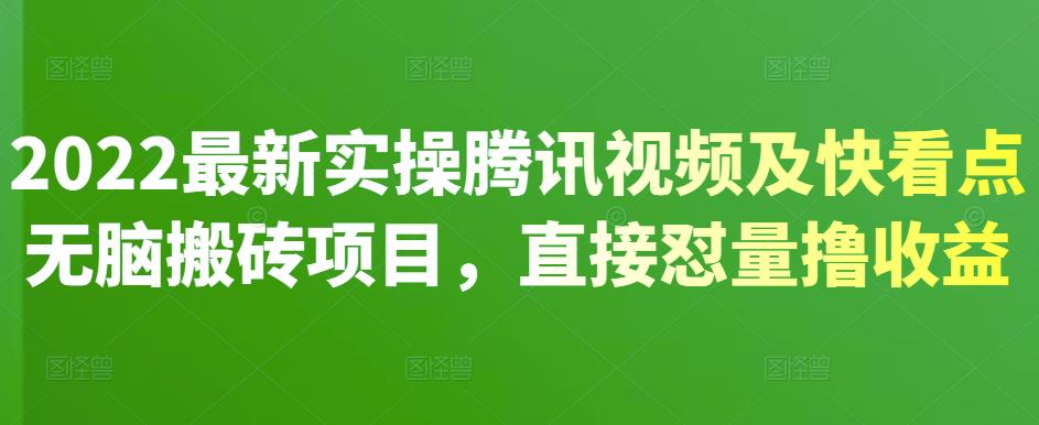 2022最新实操腾讯视频及快看点无脑搬砖项目，直接怼量撸收益云创网-网创项目资源站-副业项目-创业项目-搞钱项目云创网