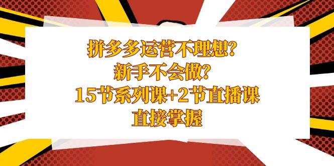 拼多多运营不理想？新手不会做？15节系列课+2节直播课，直接掌握云创网-网创项目资源站-副业项目-创业项目-搞钱项目云创网