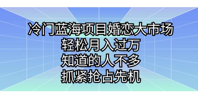 冷门蓝海项目婚恋大市场，轻松月入过万，知道的人不多，抓紧抢占先机云创网-网创项目资源站-副业项目-创业项目-搞钱项目云创网