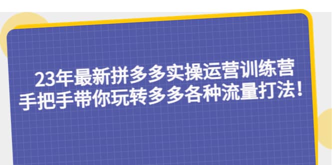 23年最新拼多多实操运营训练营：手把手带你玩转多多各种流量打法！云创网-网创项目资源站-副业项目-创业项目-搞钱项目云创网