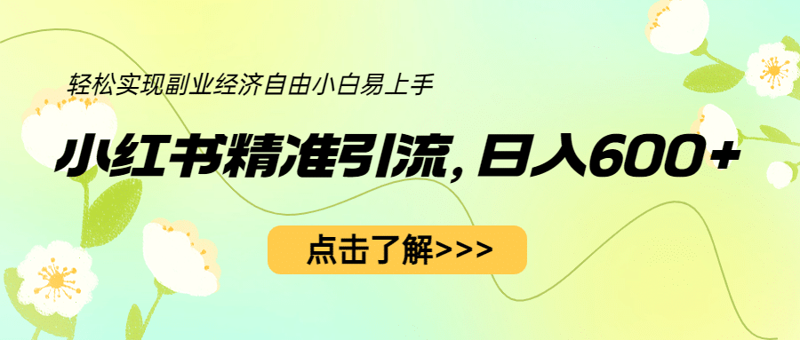 小红书精准引流，小白日入600+，轻松实现副业经济自由（教程+1153G资源）云创网-网创项目资源站-副业项目-创业项目-搞钱项目云创网
