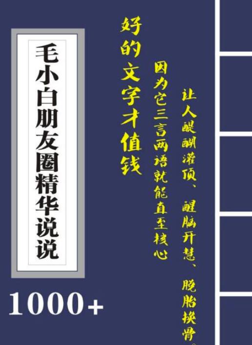 毛小白内容合集《朋友圈说说精华1000+》好的文字才值钱（第1部+2部）云创网-网创项目资源站-副业项目-创业项目-搞钱项目云创网