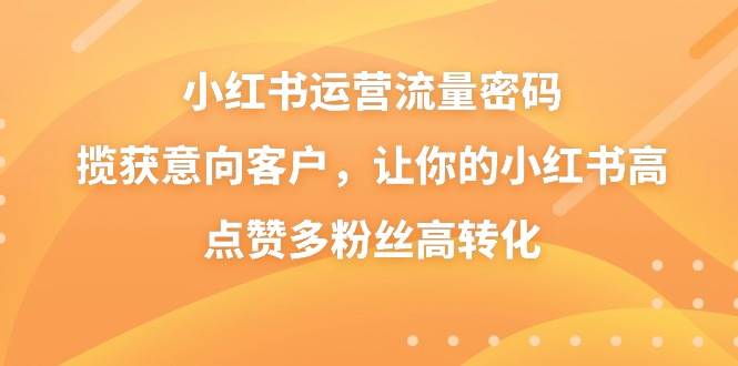 小红书运营流量密码，揽获意向客户，让你的小红书高点赞多粉丝高转化云创网-网创项目资源站-副业项目-创业项目-搞钱项目云创网
