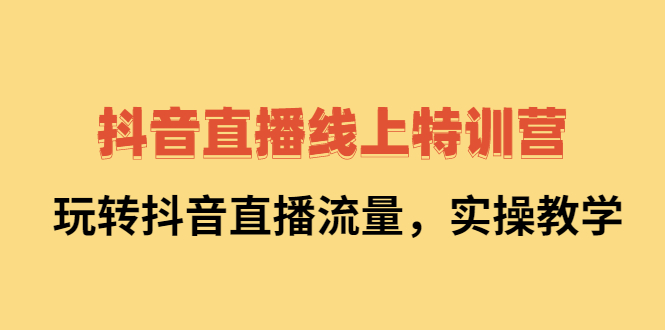 抖音直播线上特训营：玩转抖音直播流量，实操教学云创网-网创项目资源站-副业项目-创业项目-搞钱项目云创网
