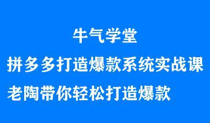 牛气学堂拼多多打造爆款系统实战课，老陶带你轻松打造爆款云创网-网创项目资源站-副业项目-创业项目-搞钱项目云创网