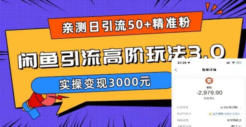 实测日引50+精准粉，闲鱼引流高阶玩法3.0，实操变现3000元云创网-网创项目资源站-副业项目-创业项目-搞钱项目云创网