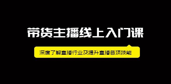带货主播线上入门课，深度了解直播行业及提升直播各项技能云创网-网创项目资源站-副业项目-创业项目-搞钱项目云创网