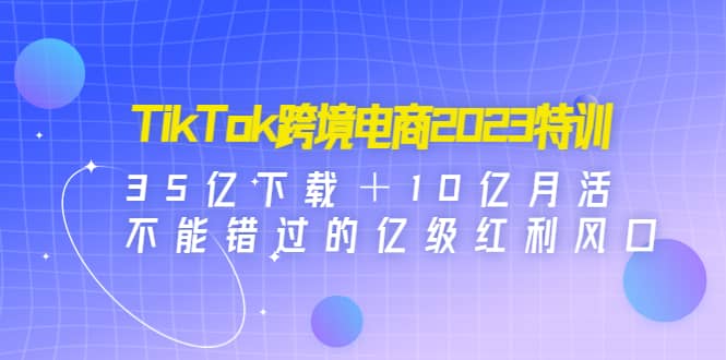 TikTok跨境电商2023特训：35亿下载＋10亿月活，不能错过的亿级红利风口云创网-网创项目资源站-副业项目-创业项目-搞钱项目云创网