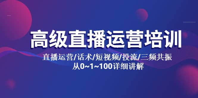 高级直播运营培训 直播运营/话术/短视频/投流/三频共振 从0~1~100详细讲解云创网-网创项目资源站-副业项目-创业项目-搞钱项目云创网