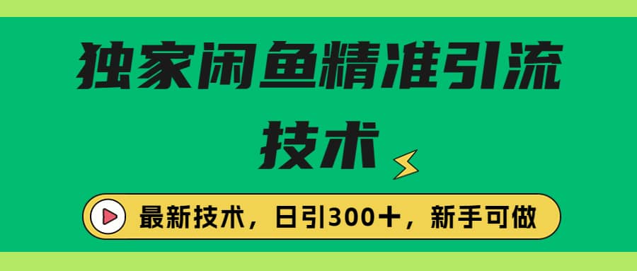 独家闲鱼引流技术，日引300＋实战玩法云创网-网创项目资源站-副业项目-创业项目-搞钱项目云创网