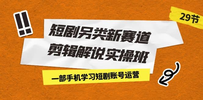 短剧另类新赛道剪辑解说实操班：一部手机学习短剧账号运营（29节 价值500）云创网-网创项目资源站-副业项目-创业项目-搞钱项目云创网