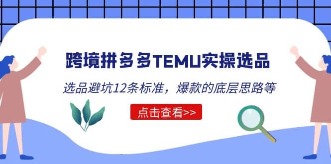 跨境拼多多TEMU实操选品运营方法，选品避坑12条标准，爆款的底层思路等云创网-网创项目资源站-副业项目-创业项目-搞钱项目云创网
