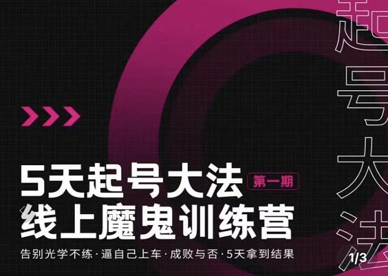 五天起号魔鬼训练营，告别光学不练，逼自己上车，成败与否，5天拿到结果云创网-网创项目资源站-副业项目-创业项目-搞钱项目云创网