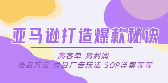 亚马逊打造爆款秘诀：高客单 高利润 推品方法 类目广告玩法 SOP详解等等云创网-网创项目资源站-副业项目-创业项目-搞钱项目云创网