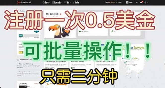 国外项目注册一次0.5美金 只需三分钟无脑操作 可批量放大 小白工作室福利云创网-网创项目资源站-副业项目-创业项目-搞钱项目云创网
