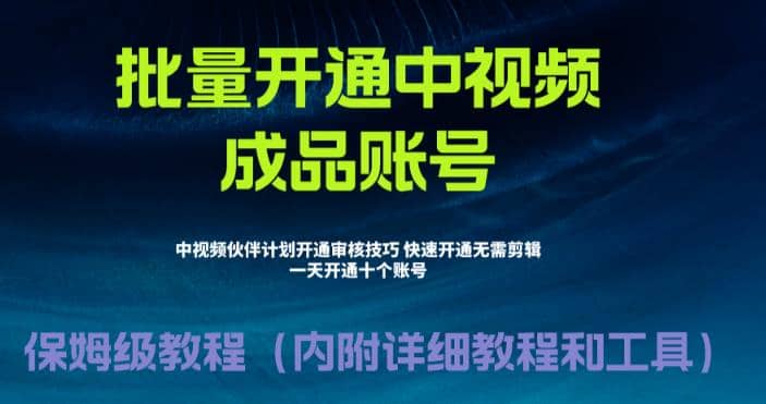 外面收费1980暴力开通中视频计划教程，附 快速通过中视频伙伴计划的办法云创网-网创项目资源站-副业项目-创业项目-搞钱项目云创网