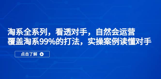 淘系全系列，看透对手，自然会运营，覆盖淘系99%·打法，实操案例读懂对手云创网-网创项目资源站-副业项目-创业项目-搞钱项目云创网