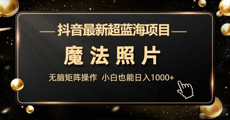 抖音最新超蓝海项目，魔法照片，无脑矩阵操作，小白也能日入1000+云创网-网创项目资源站-副业项目-创业项目-搞钱项目云创网