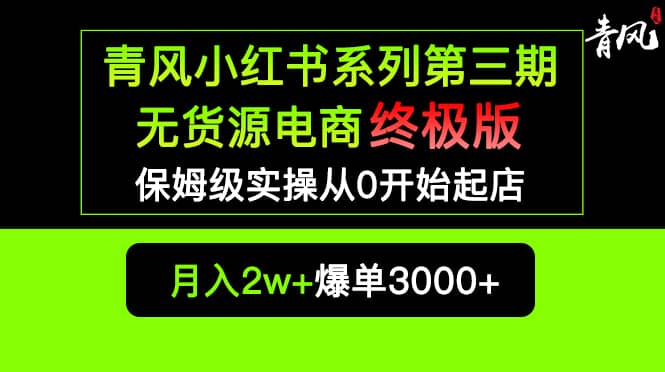 小红书无货源电商爆单终极版【视频教程+实战手册】保姆级实操从0起店爆单云创网-网创项目资源站-副业项目-创业项目-搞钱项目云创网