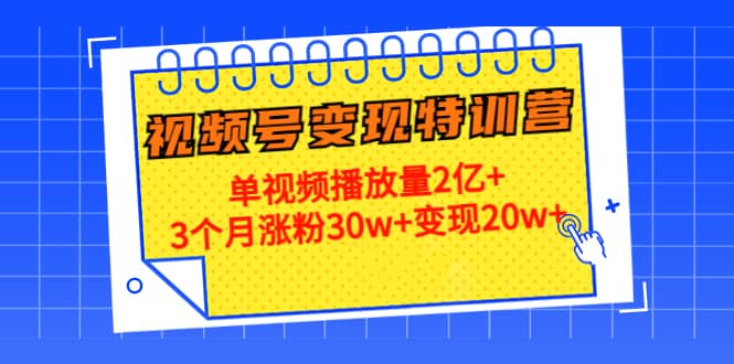 20天视频号变现特训营：单视频播放量2亿+云创网-网创项目资源站-副业项目-创业项目-搞钱项目云创网