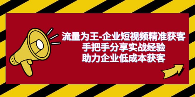 流量为王-企业 短视频精准获客，手把手分享实战经验，助力企业低成本获客云创网-网创项目资源站-副业项目-创业项目-搞钱项目云创网