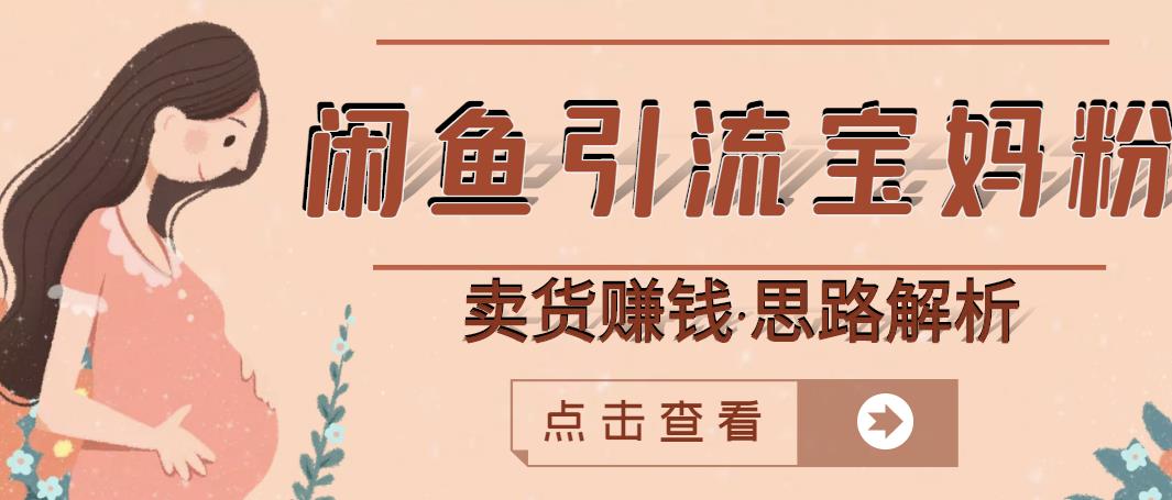 闲鱼引流宝妈粉+卖货赚钱一个月收益30000+（实操视频教程）云创网-网创项目资源站-副业项目-创业项目-搞钱项目云创网