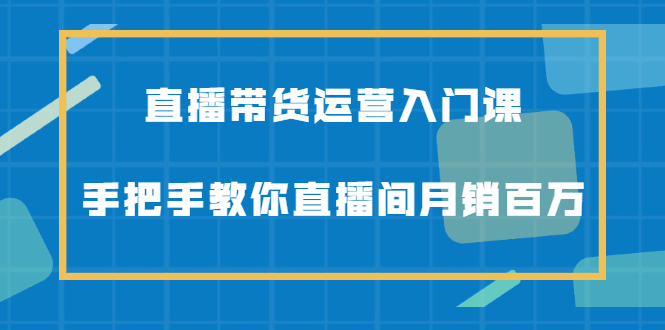 直播带货运营入门课，手把手教你直播间月销百万云创网-网创项目资源站-副业项目-创业项目-搞钱项目云创网