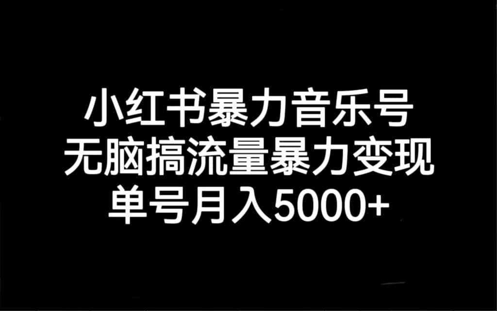 小红书暴力音乐号，无脑搞流量暴力变现，单号月入5000+云创网-网创项目资源站-副业项目-创业项目-搞钱项目云创网