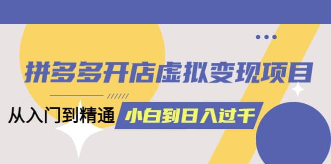 拼多多开店虚拟变现项目：入门到精通 从小白到日入1000（完整版）4月10更新云创网-网创项目资源站-副业项目-创业项目-搞钱项目云创网