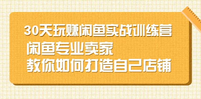 30天玩赚闲鱼实战训练营，闲鱼专业卖家教你如何打造自己店铺云创网-网创项目资源站-副业项目-创业项目-搞钱项目云创网