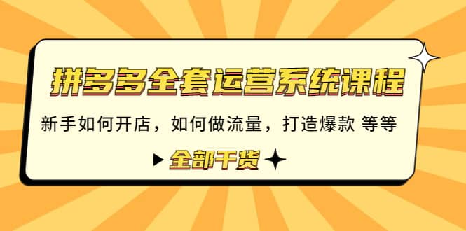 拼多多全套运营系统课程：新手如何开店 如何做流量 打造爆款 等等 全部干货云创网-网创项目资源站-副业项目-创业项目-搞钱项目云创网