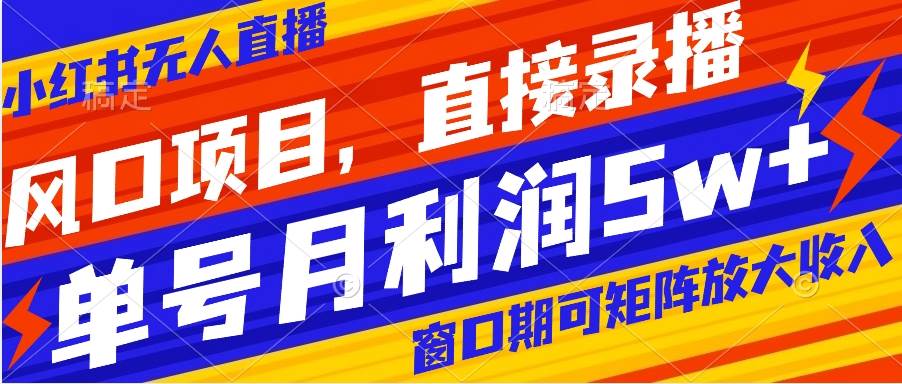 风口项目，小红书无人直播带货，直接录播，可矩阵，月入5w+云创网-网创项目资源站-副业项目-创业项目-搞钱项目云创网