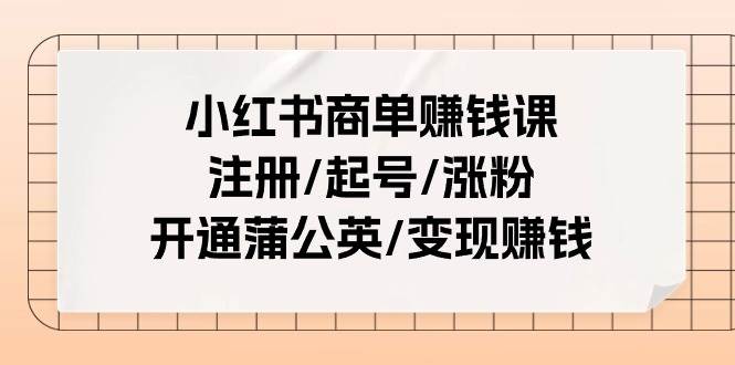 小红书商单赚钱课：注册/起号/涨粉/开通蒲公英/变现赚钱（25节课）云创网-网创项目资源站-副业项目-创业项目-搞钱项目云创网