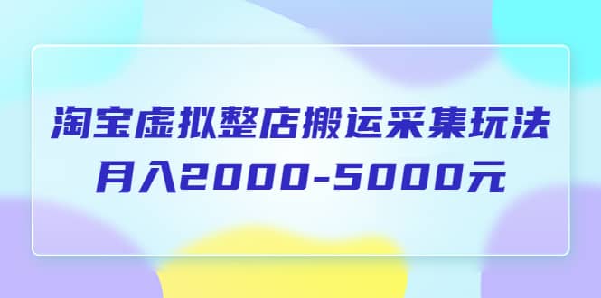 淘宝虚拟整店搬运采集玩法分享课：月入2000-5000元（5节课）云创网-网创项目资源站-副业项目-创业项目-搞钱项目云创网