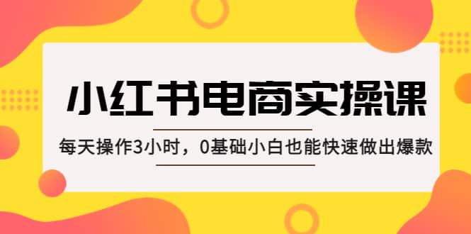 小红书·电商实操课：每天操作3小时，0基础小白也能快速做出爆款云创网-网创项目资源站-副业项目-创业项目-搞钱项目云创网