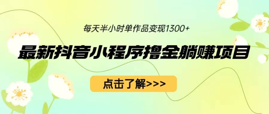 最新抖音小程序撸金躺赚项目，一部手机每天半小时，单个作品变现1300+云创网-网创项目资源站-副业项目-创业项目-搞钱项目云创网