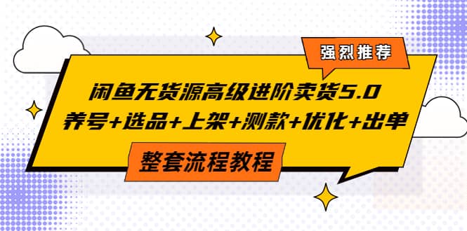 闲鱼无货源高级进阶卖货5.0，养号+选品+上架+测款+优化+出单整套流程教程云创网-网创项目资源站-副业项目-创业项目-搞钱项目云创网