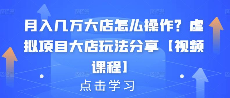 月入几万大店怎么操作？虚拟项目大店玩法分享【视频课程】云创网-网创项目资源站-副业项目-创业项目-搞钱项目云创网