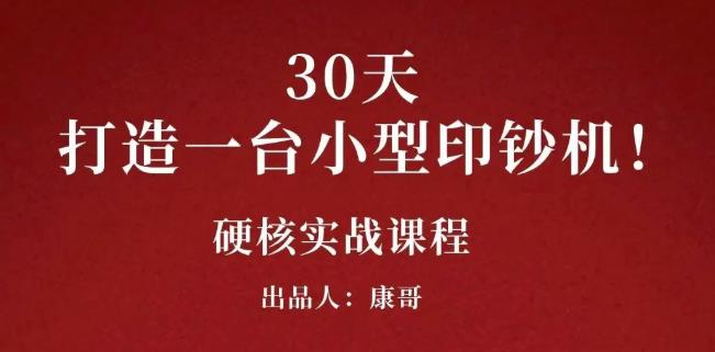 康哥30天打造一台小型印钞机：躺赚30万的项目完整复盘（视频教程）云创网-网创项目资源站-副业项目-创业项目-搞钱项目云创网