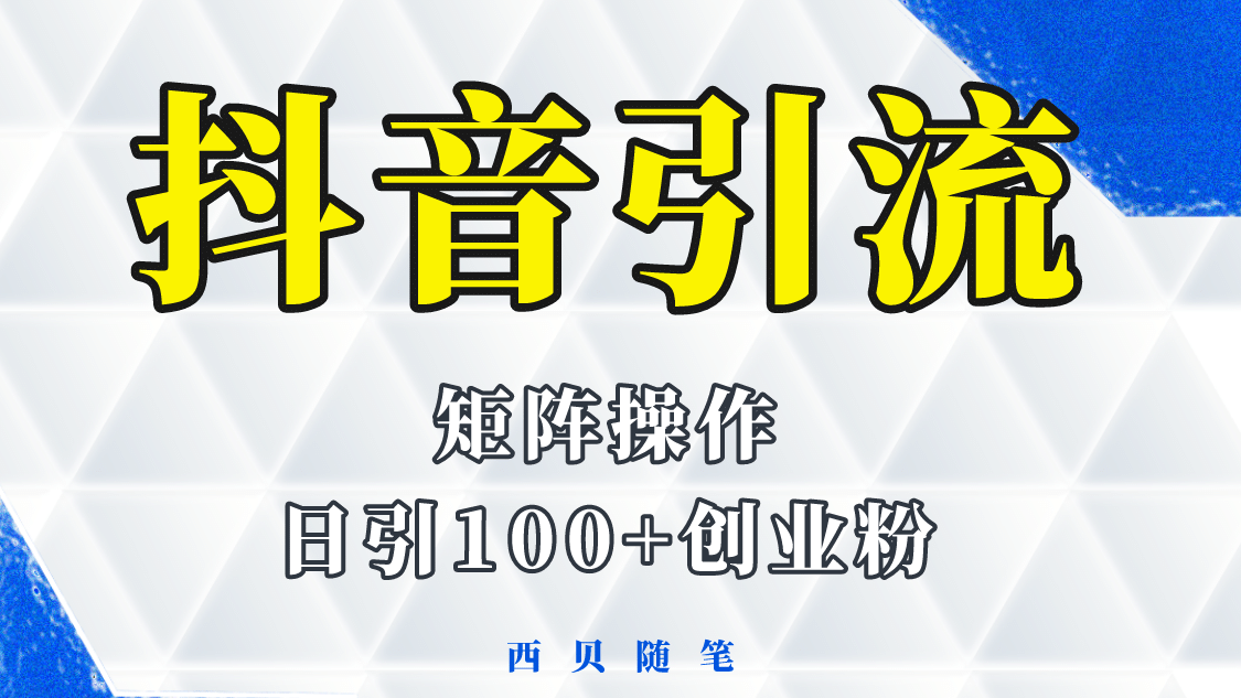 抖音引流术，矩阵操作，一天能引100多创业粉云创网-网创项目资源站-副业项目-创业项目-搞钱项目云创网