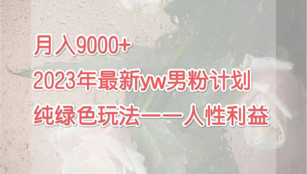月入9000+2023年9月最新yw男粉计划绿色玩法——人性之利益云创网-网创项目资源站-副业项目-创业项目-搞钱项目云创网